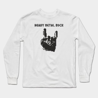 Heavy Metal Rock pixel art (black print) Long Sleeve T-Shirt